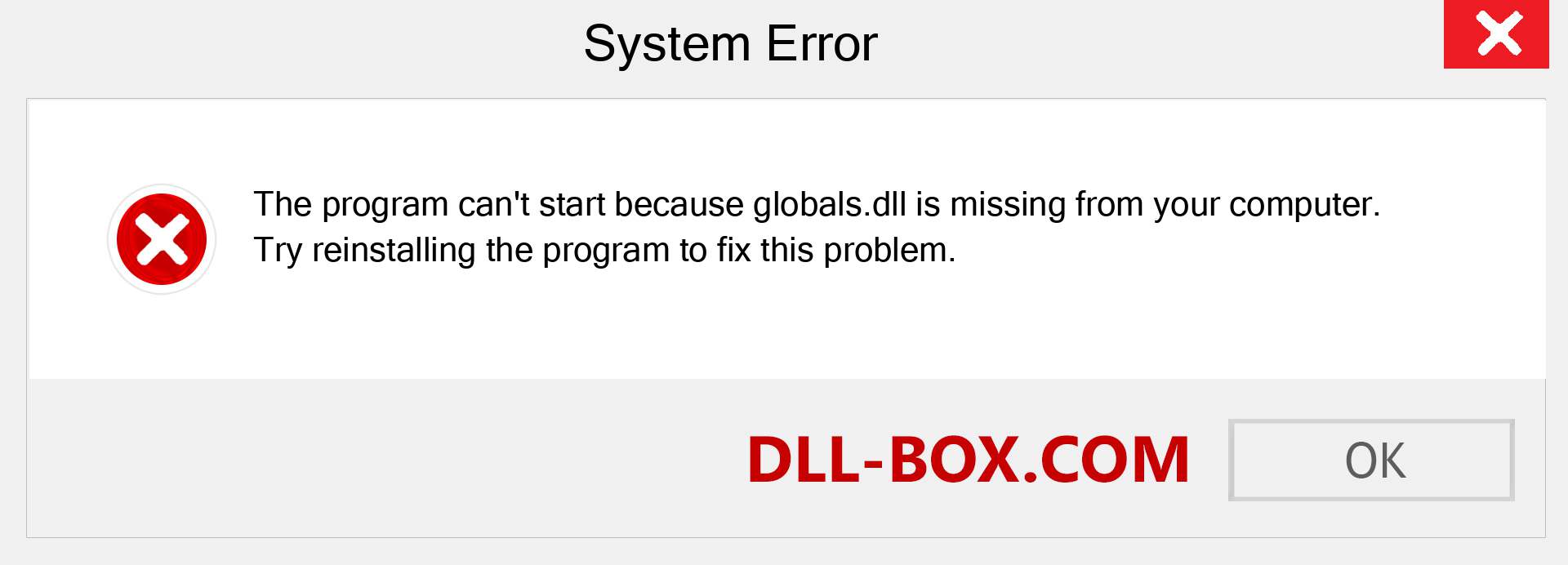  globals.dll file is missing?. Download for Windows 7, 8, 10 - Fix  globals dll Missing Error on Windows, photos, images